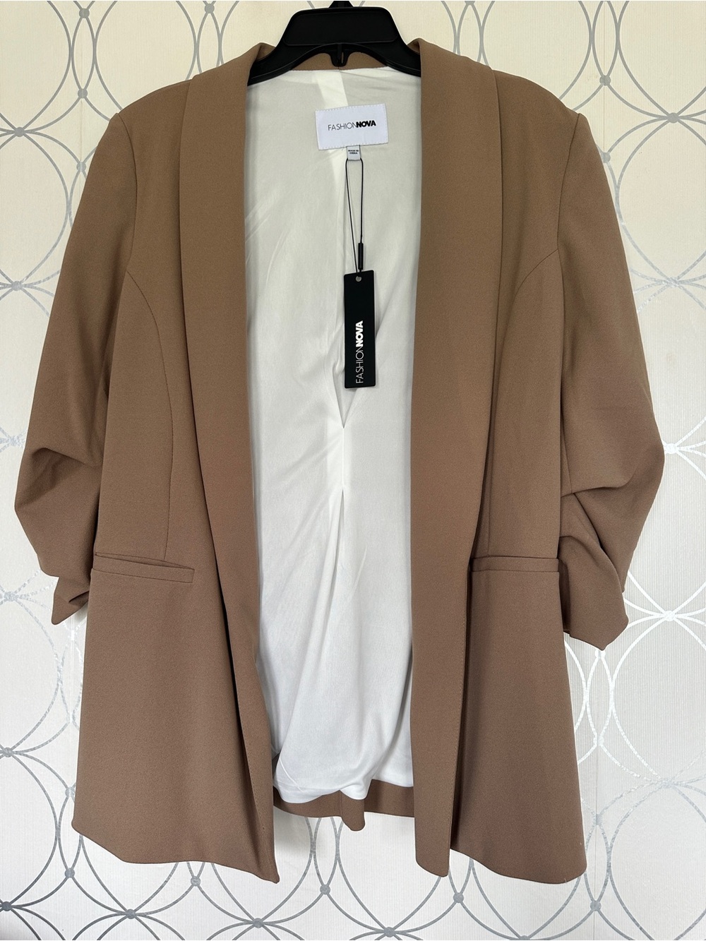 Fashion Nova Women's Camel Open-Front Blazer